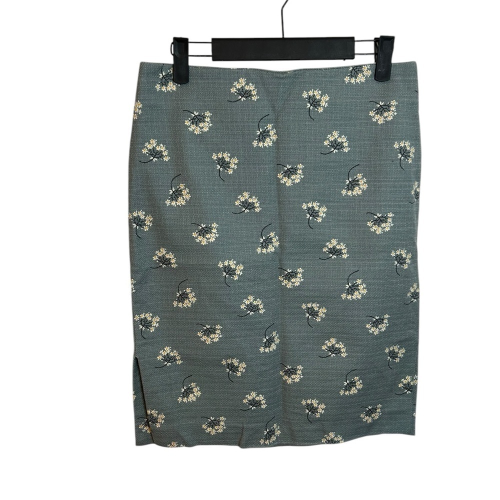 Loft Slate Blue Floral Pencil Skirt